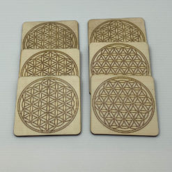 6 Stück Untersetzer quadratisch mit Blume des Lebens Gravur