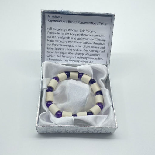 EM Keramik Mineral Armband Amethyst in Box