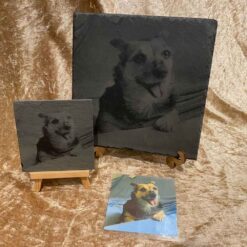 Hund auf Schieferplatte 20cm und 10cm mit Vorlage